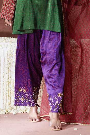 Shop Payal & Zinal Multi Color Organza Split V-neck Shama Block Print Kurta Set Online at Aza Fashions Shop_Payal & Zinal_Multi Color Organza Split V-neck Shama Block Print Kurta Set _Online_at_Aza_Fashions
