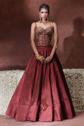 Payal & Zinal Mehnaaz Block Print Corset & Lehenga Set
