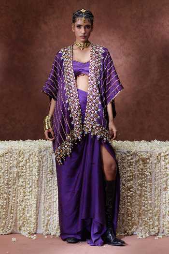 Payal & Zinal Nagma Embellished Cape Skirt Set