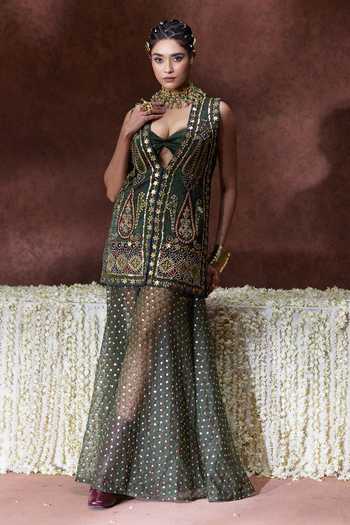 Payal & Zinal Kaashi Coin Embellished Jacket Palazzo Set