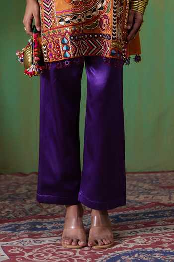 Payal & Zinal Purple Round Neck, Yes Mumtaz Embroidered Kurta And Pant Set Online at Aza Fashions Payal & Zinal_Purple Round Neck, Yes Mumtaz Embroidered Kurta And Pant Set _Online_at_Aza_Fashions