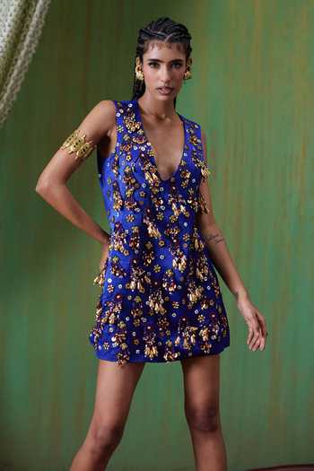 Payal & Zinal Adaa Hand Embellished Tassel Shift Dress 