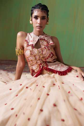 Buy Payal & Zinal Off White Net Keyhole Neck Phoolkari Embellished Top And Skirt Set Online at Aza Fashions Buy_Payal & Zinal_Off White Net Keyhole Neck Phoolkari Embellished Top And Skirt Set _Online_at_Aza_Fashions