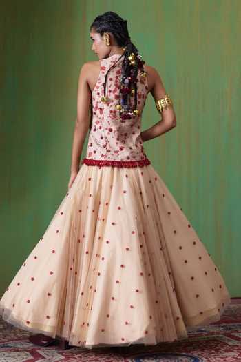 Payal & Zinal Phoolkari Embellished Top & Skirt Set 
