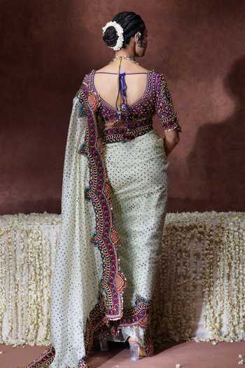 Payal & Zinal Bindya Embroidered Saree With Blouse 