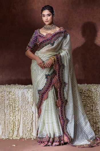 Payal & Zinal Bindya Embroidered Saree With Blouse 