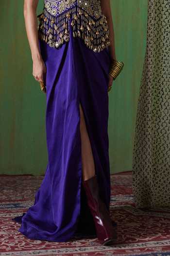 Shop Payal & Zinal Purple Organza, Satin V-neck Nargis Mirror Embellished Top And Skirt Set Online at Aza Fashions Shop_Payal & Zinal_Purple Organza, Satin V-neck Nargis Mirror Embellished Top And Skirt Set _Online_at_Aza_Fashions