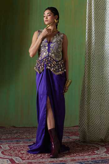 Payal & Zinal Nargis Mirror Embellished Top & Skirt Set 