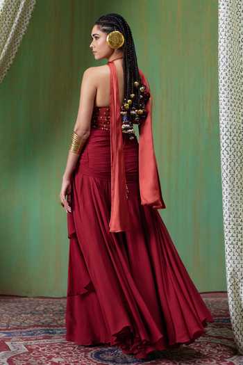 Payal & Zinal Tara Embellished Top & Skirt Set 