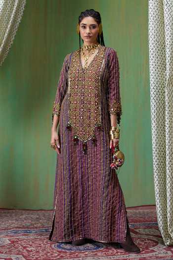 Payal & Zinal Bela Striped Embellished Kaftan 