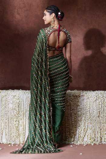Payal & Zinal Nanda Satin Organza Saree & Gaji Blouse Set 