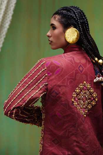 Payal & Zinal Rekha Embroidered Blazer Skirt Set 