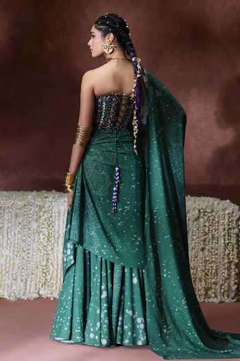 Payal & Zinal Rehana Printed Pre-Draped Saree With Corset Blouse 