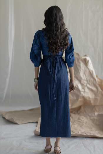 Pooja-Keyur Wrap Maxi Denim Dress 