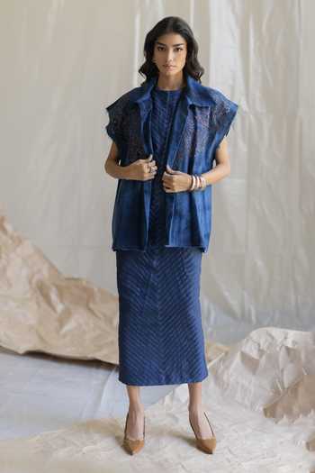 Pooja-Keyur Denim Organza Dress 
