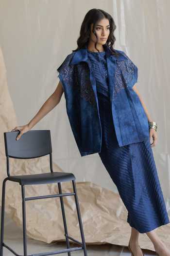 Pooja-Keyur Denim Organza Dress 