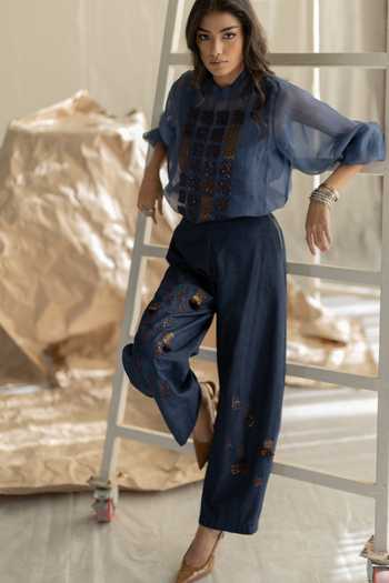 Pooja-Keyur Embroidered Denim Pant 