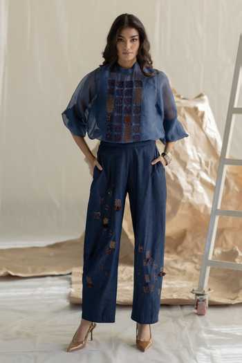 Pooja-Keyur Embroidered Denim Pant 
