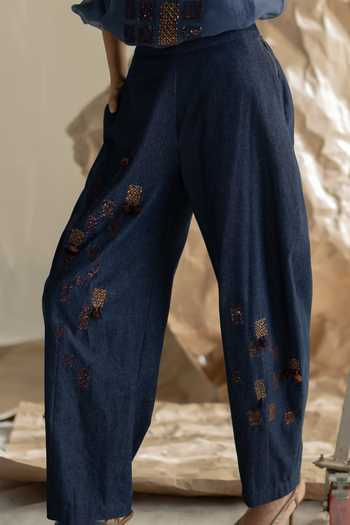 Buy Pooja-Keyur Blue Denim Embroidered Pant Online at Aza Fashions Buy_Pooja-Keyur_Blue Denim Embroidered Pant _Online_at_Aza_Fashions