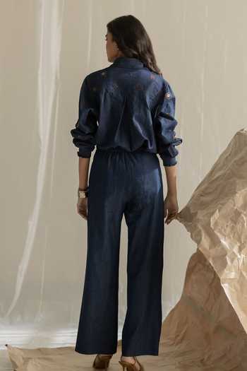Pooja-Keyur Scattered Embroidered Denim Shirt 