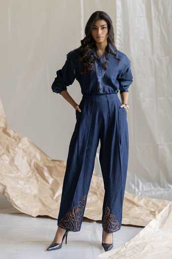 Pooja-Keyur Denim Organza Shirt 