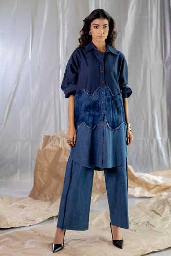 Pooja-Keyur Denim Long Shirt Tunic 