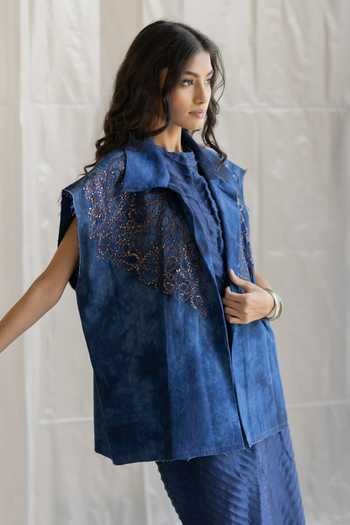 Pooja-Keyur Tie-Dye Embroidered Denim Jacket 