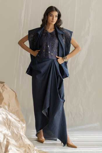 Pooja-Keyur Denim Embroidered Jacket 