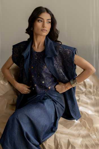 Pooja-Keyur Denim Embroidered Jacket 
