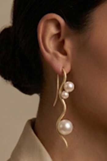 Zaza By Somya Serpentine Pearl Climber Earrings 