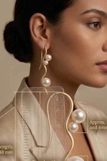 Zaza By Somya Serpentine Pearl Climber Earrings 