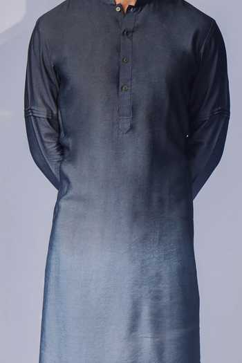 Chatenya Mittal Grey Ombre Kurta Set With Pyjama For Kids