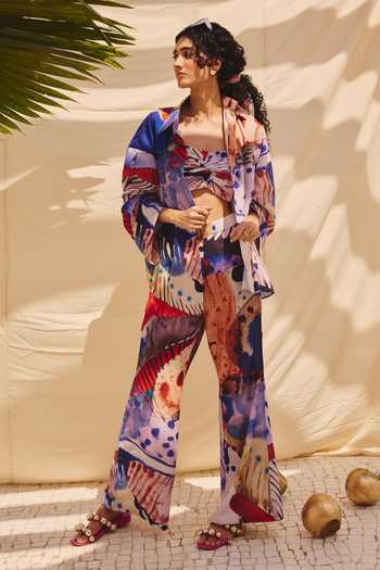 ZiP by Payal & Zinal Burnt Ashes Shirt & Pant Co-ord Set 