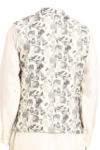 Mayank Modi - Men Floral Digital Print Nehru Jacket For Kids
