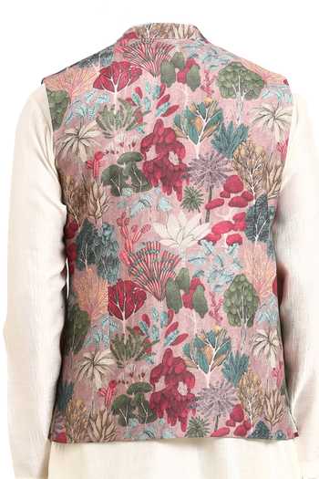 Mayank Modi - Men Flower Digital Print Nehru Jacket For Kids