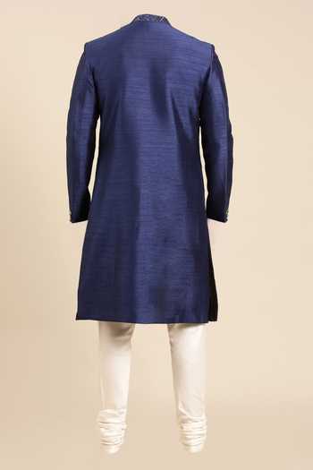 Mayank Modi - Men Cutdana Angular Pattern Sherwani With Churidar For Kids