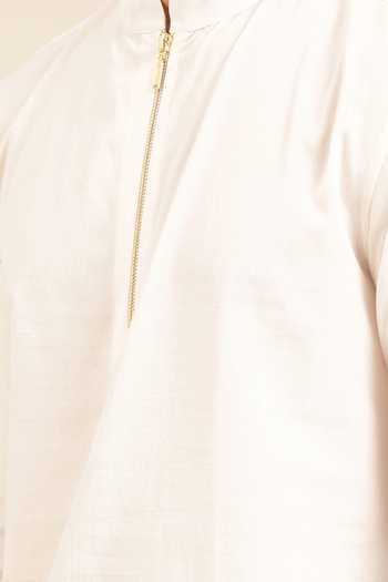 Mayank Modi - Men Off White Cotton Solid Short Kurta For Kids Online at Aza Fashions Mayank Modi - Men_Off White Cotton Solid Short Kurta For Kids_Online_at_Aza_Fashions