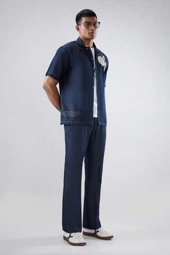 Raw & Rustic By Niti Bothra Dark Blue Denim Urban Nomad Patchwork Shirt 