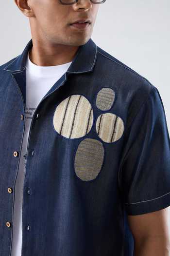 Buy Raw & Rustic By Niti Bothra Navy Tencel, Denim Patchwork, Embroidery Dark Blue Urban Nomad Shirt Online at Aza Fashions Buy_Raw & Rustic By Niti Bothra_Navy Tencel, Denim Patchwork, Embroidery Dark Blue Urban Nomad Shirt _Online_at_Aza_Fashions