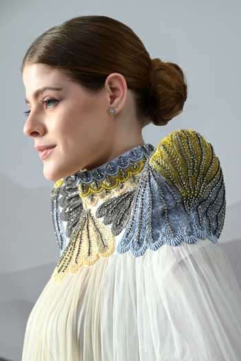 Buy Samant Chauhan Ivory Organza Embroidery, Metallic Thread High Neck Placed Gown Online at Aza Fashions Buy_Samant Chauhan_Ivory Organza Embroidery, Metallic Thread High Neck Placed Gown _Online_at_Aza_Fashions