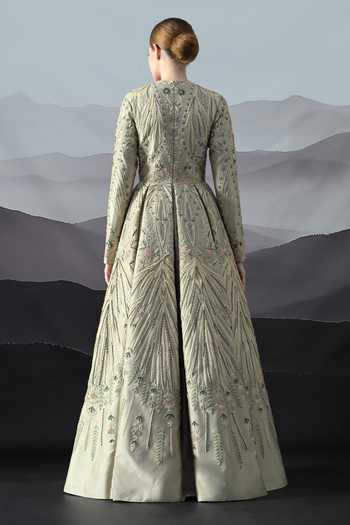 Samant Chauhan Hand Resham Zari Embroidered Cotton Silk Gown 