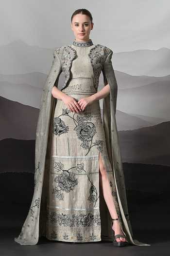 Samant Chauhan Structured Drape Embroidered Gown