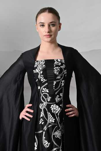 Buy Samant Chauhan Black Silk, Cotton Embroidery Square Neck Gown Online at Aza Fashions Buy_Samant Chauhan_Black Silk, Cotton Embroidery Square Neck Gown _Online_at_Aza_Fashions