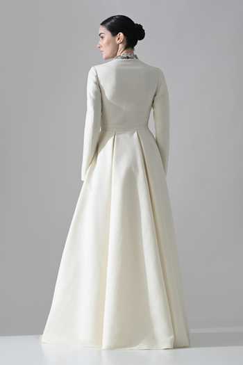 Samant Chauhan Hand Embellished Cotton Silk Gown 