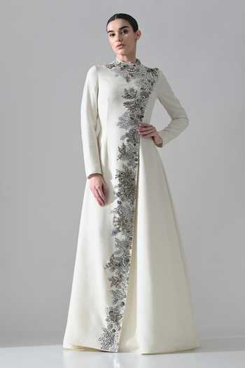 Samant Chauhan Hand Embellished Cotton Silk Gown 