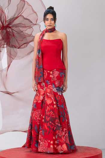 Vesture Aagni Print Fish Cut Skirt Set 