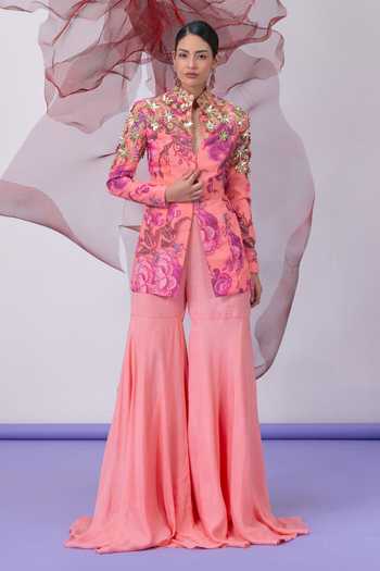 Vesture Chingari Print Jacket & Gharara Set 