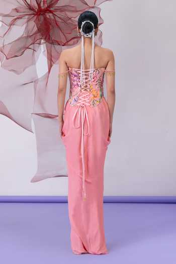 Vesture Gulnaar Print Corset & Draped Skirt Set 