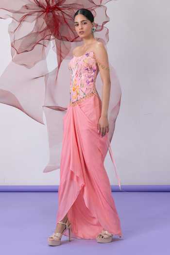 Vesture Gulnaar Print Corset & Draped Skirt Set 