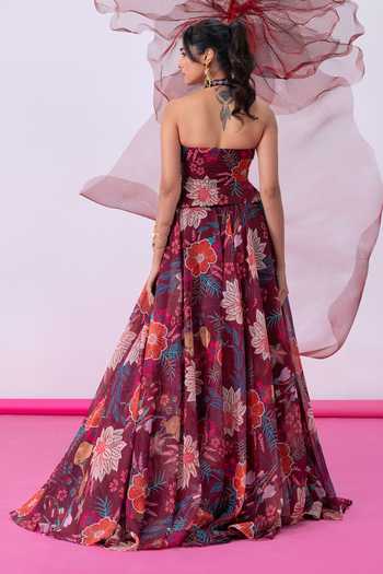 Vesture Jugnu Print Lehenga & Embroidered Corset Set 